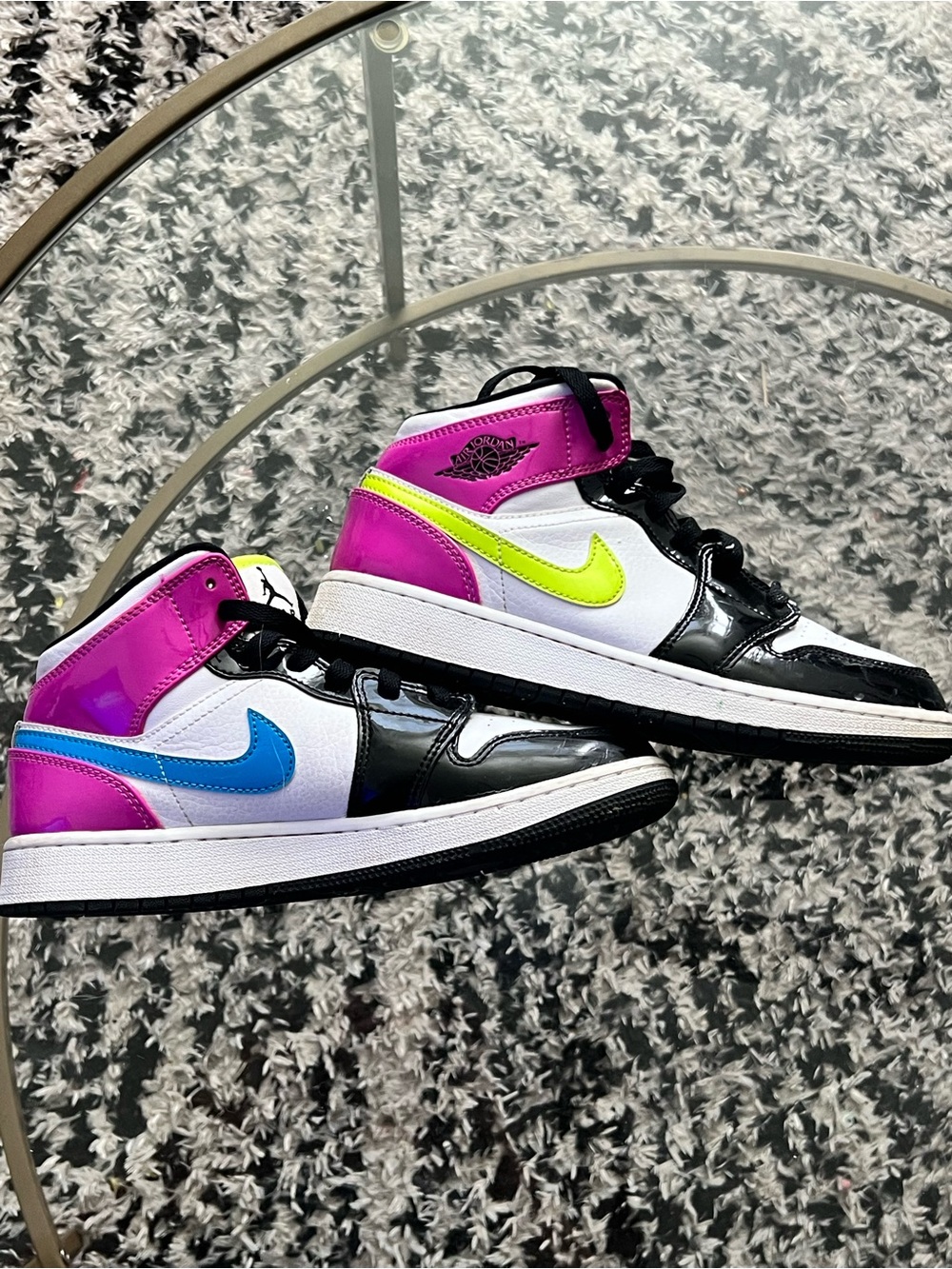 Nike Kids' High-Top Sneakers in Hot Pink, Blue & Neon Yellow